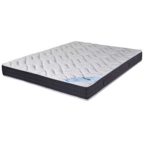 Matelas mousse 140x200x20 cm moelleux blanc et gris foncé - MELIARE
