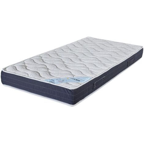 Matelas mousse 90x200x20 cm moelleux blanc et gris foncé - MELIARE