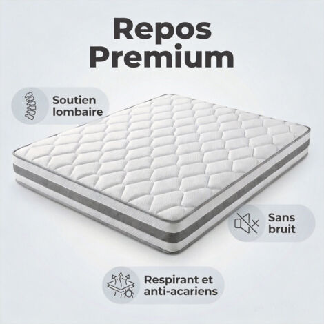 Matelas mousse double couche 90x200 cm - Certifié Oeko-Tex - Hypoallergénique -Style chic hôtel