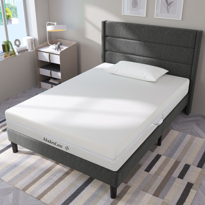 Matelas mousse froide, 7 zones de confort, hauteur 20 cm, avec poignée, avec zip, blanc - 90x200 cm