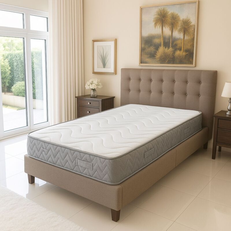 Nuits D'or - Matelas 100x200 Mousse hr Densité 35 Kg/m3 - 24 cm - Soutien Ferme + Oreiller Mémoire de Forme + Protège Matelas offerts