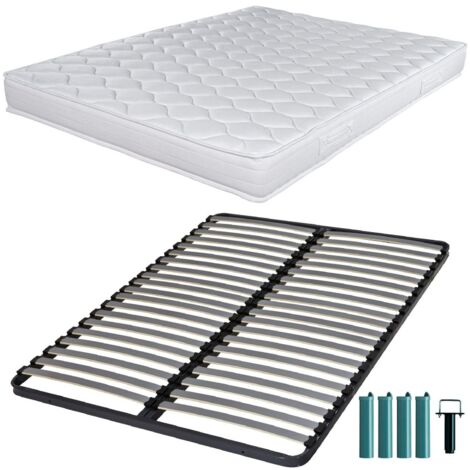 Matelas mousse + Sommier C220 140x190 Montana - Hauteur 18 cm - Soutien équilibré