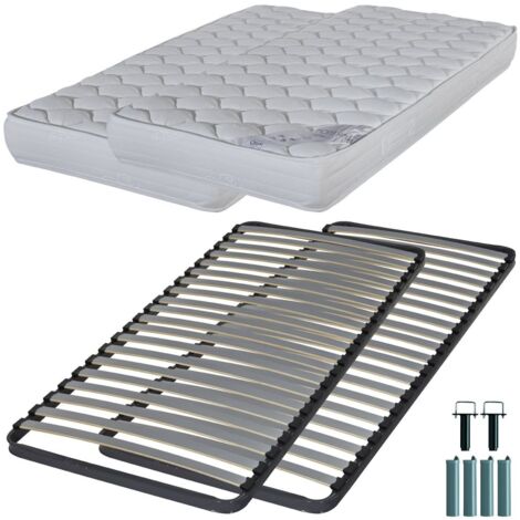 Matelas mousse + Sommier C220 2x80x200 Montana - Hauteur 18 cm - Soutien équilibré