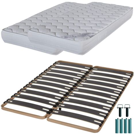 Matelas mousse + Sommier C310 2x90x190 Montana - Hauteur 18 cm - Soutien équilibré