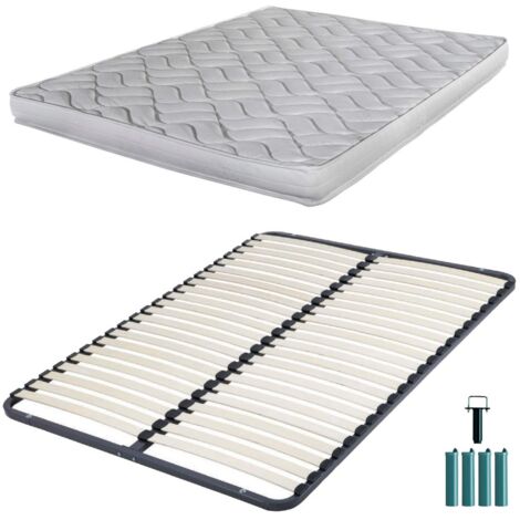 Matelas mousse + Sommier démonté 140x190 Melissa - Hauteur 13 cm - Soutien ferme