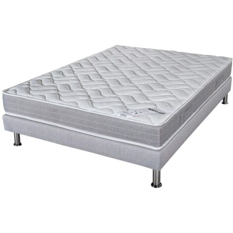 Matelas mousse + Sommier Gris clair 140x190 Maryland - Hauteur 20 cm - Soutien ferme