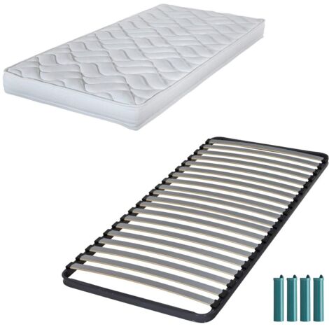 Matelas mousse + Sommier métal C220 90x190 Melissa - Hauteur 13 cm - Soutien ferme