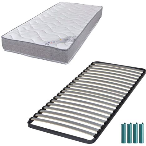 Matelas mousse + Sommier métal C220 90x190 Wave - Hauteur 19 cm - Soutien ferme