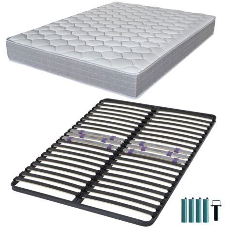 Matelas mousse + Sommier métal C223 140x190 Madere - Hauteur 24 cm - Soutien ferme