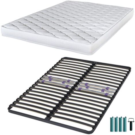 Matelas mousse + Sommier métal C223 140x190 Marly - Hauteur 15 cm - Soutien ferme
