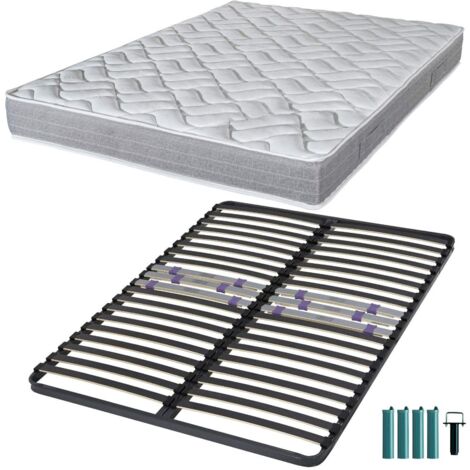 Matelas mousse + Sommier métal C223 140x190 Maryland - Hauteur 20 cm - Soutien ferme