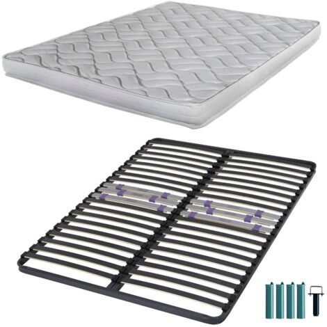 Matelas mousse + Sommier métal C223 140x190 Melissa - Hauteur 13 cm - Soutien ferme