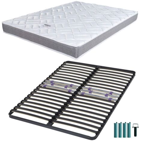 Matelas mousse + Sommier métal C223 140x190 Morgan - Hauteur 17 cm - Soutien ferme