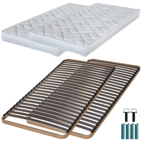 Matelas mousse + Sommier métal C224 2x80x190 Melissa - Hauteur 13 cm - Soutien ferme