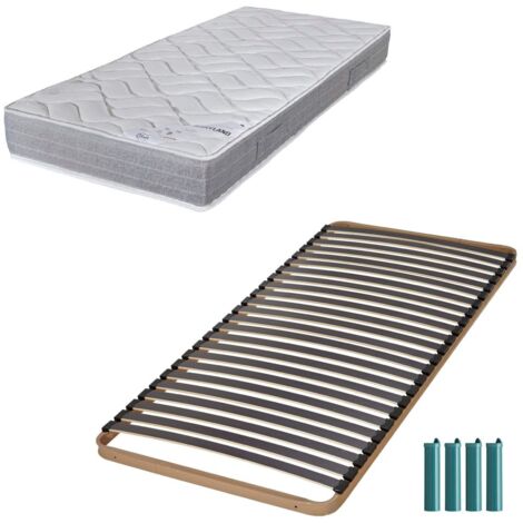Matelas mousse + Sommier métal C224 80x190 Maryland - Hauteur 20 cm - Soutien ferme