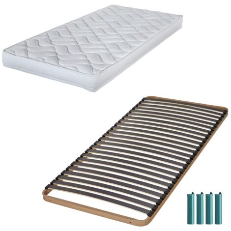 Matelas mousse + Sommier métal C224 80x190 Melissa - Hauteur 13 cm - Soutien ferme