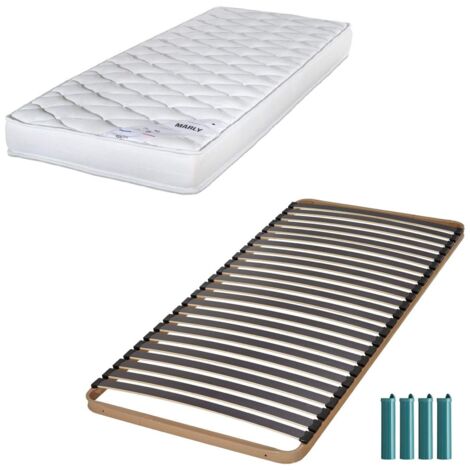 Matelas mousse + Sommier métal C224 90x190 Marly - Hauteur 15 cm - Soutien ferme