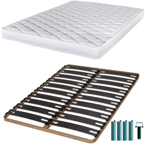Matelas mousse + Sommier métal C310 140x190 Marly - Hauteur 15 cm - Soutien ferme