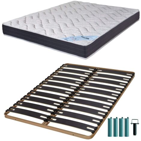 Matelas mousse + Sommier métal C310 140x190 Melior - Hauteur 20 cm - Soutien ferme