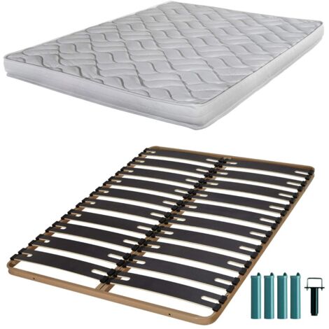 Matelas mousse + Sommier métal C310 140x190 Melissa - Hauteur 13 cm - Soutien ferme