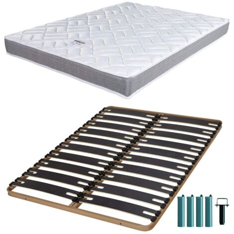 Matelas mousse + Sommier métal C310 140x190 Morgan - Hauteur 17 cm - Soutien ferme