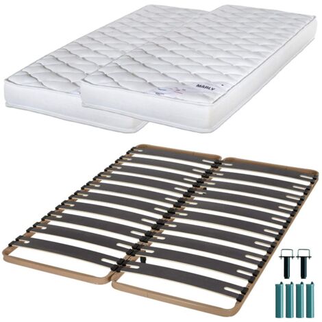 Matelas mousse + Sommier métal C310 2x90x190 Marly - Hauteur 15 cm - Soutien ferme