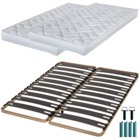 Matelas mousse + Sommier métal C310 2x90x190 Melissa - Hauteur 13 cm - Soutien ferme