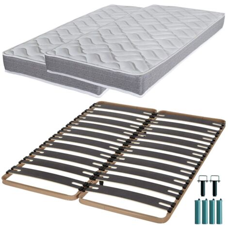 Matelas mousse + Sommier métal C310 2x90x190 Morgan - Hauteur 17 cm - Soutien ferme