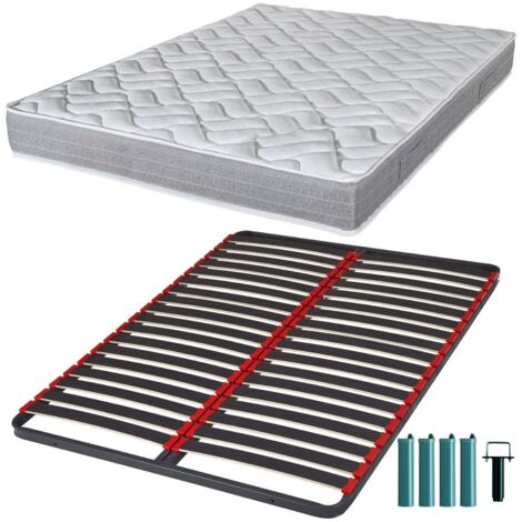 Matelas mousse + Sommier métal C39 120x190 Maryland - Hauteur 20 cm - Soutien ferme