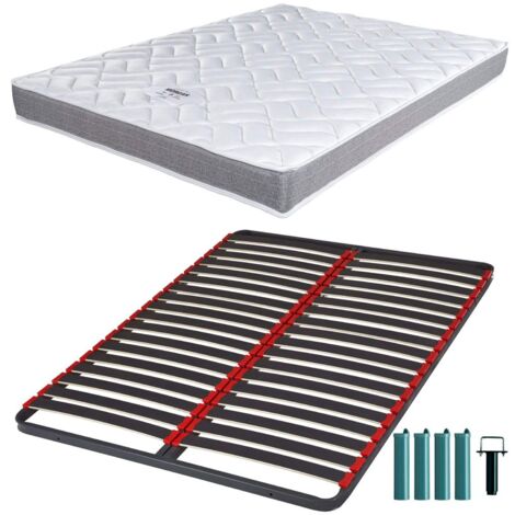 Matelas mousse + Sommier métal C39 120x190 Morgan - Hauteur 17 cm - Soutien ferme