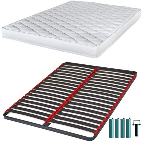 Matelas mousse + Sommier métal C39 140x190 Marly - Hauteur 15 cm - Soutien ferme