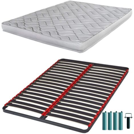 Matelas mousse + Sommier métal C39 140x190 Melissa - Hauteur 13 cm - Soutien ferme