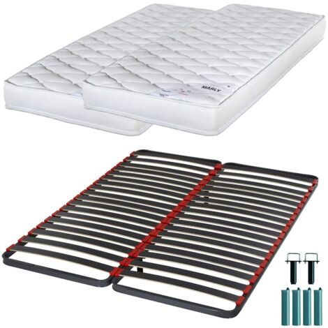 Matelas mousse + Sommier métal C39 2x90x190 Marly - Hauteur 15 cm - Soutien ferme