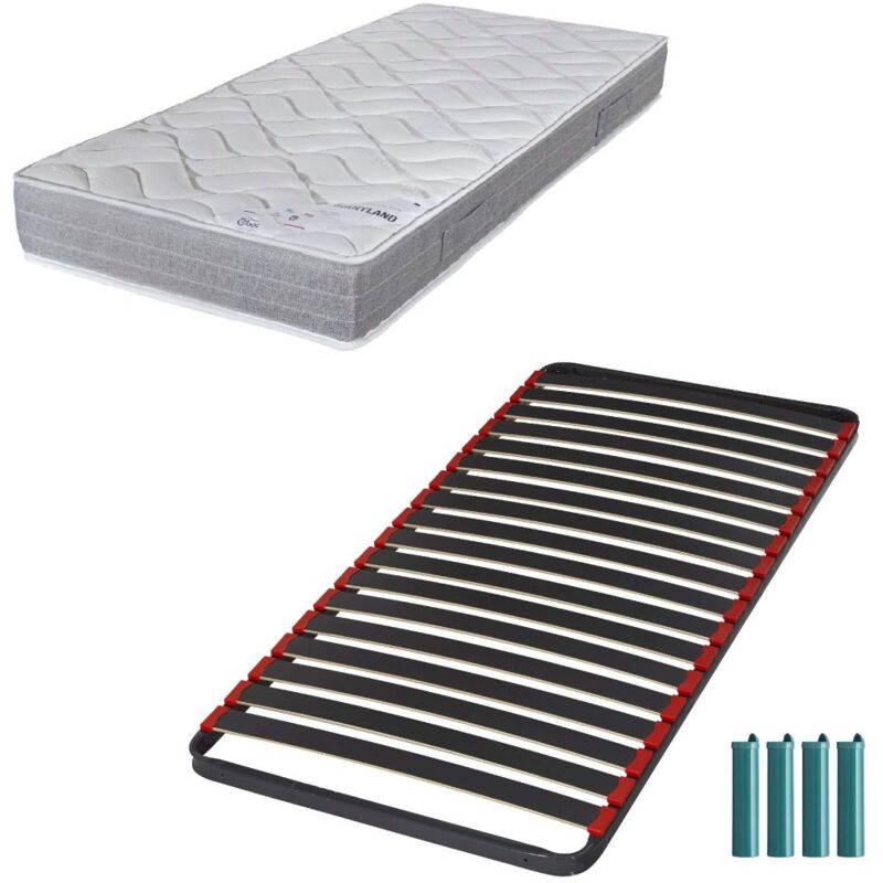 Matelas mousse + Sommier métal C39 80x190 Maryland - Hauteur 20 cm - Soutien ferme