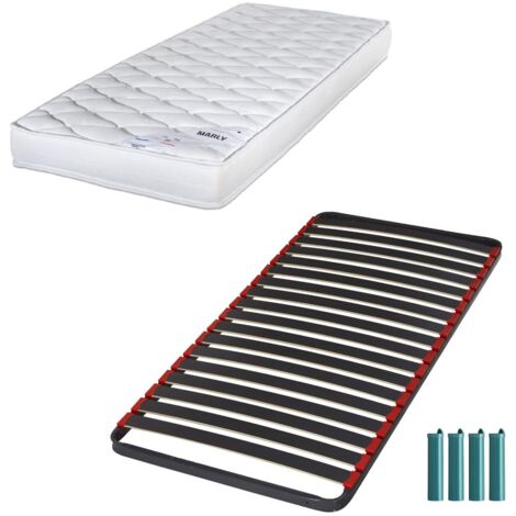 Matelas mousse + Sommier métal C39 90x190 Marly - Hauteur 15 cm - Soutien ferme