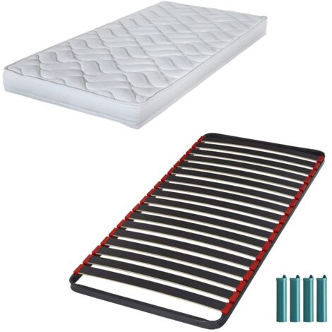 Matelas mousse + Sommier métal C39 90x190 Melissa - Hauteur 13 cm - Soutien ferme