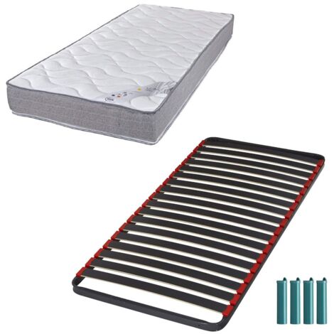 Matelas mousse + Sommier métal C39 90x190 Wave - Hauteur 19 cm - Soutien ferme