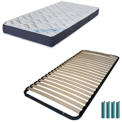 Matelas mousse + Sommier métal démonté 90x190 Melior - Hauteur 20 cm - Soutien ferme