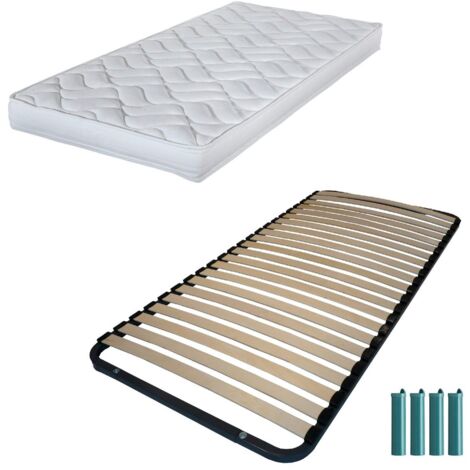 Matelas mousse + Sommier métal démonté 90x190 Melissa - Hauteur 13 cm - Soutien ferme