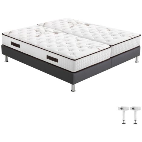 Matelas mousse + Sommier SP18 Volcan 2x80x200 Myriade - H. 21 cm - Soutien équilibré