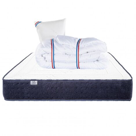 Matelas Nuage (24cm) inclus couette et oreiller,mousse haute densité, mi-ferme, face été/hiver, 90x190cm