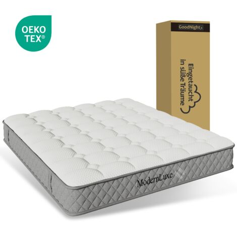 Matelas orthopédique 140x200 cm mousse froide ressorts ensachés 7 zones H3 certifié OEKO-TEX 20 cm 4 poignées emballé sous vide pour confort ferme et sain