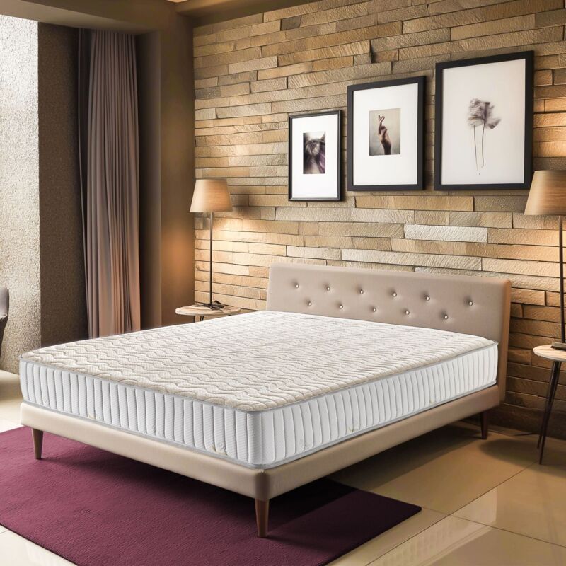 Matelas 180x200 x 22 cm - Ferme - Face Hiver Laine - ame rembourrage 100 % polesther - âme 100 % polyuréthane poli lattex Haute Densité -