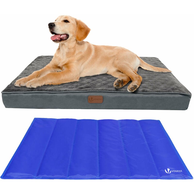 Matelas panier pour chien avec tapis gel rafraichissant amovible 76x51x9cm