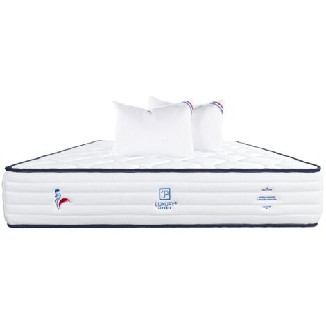 Matelas Patriote, 27cm, Ressorts Ensachés, mousse haute densité , Indépendance du Couchage, Soutien ferme + Oreiller, 160x200cm