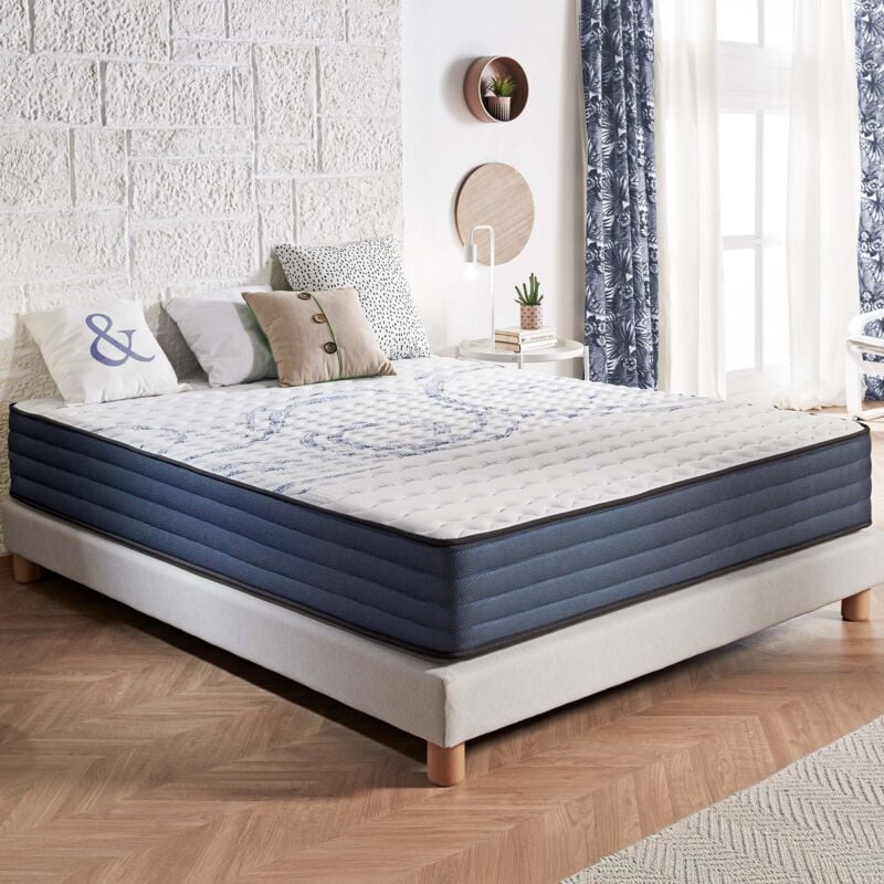 Matelas Perfect Sleep 140x200 cm - Hybrid - Ressorts ensachés+Latex+Mousse Viscoélastique hr adaptative - Soutien mi-ferme 7 zones - Épais 24 cm