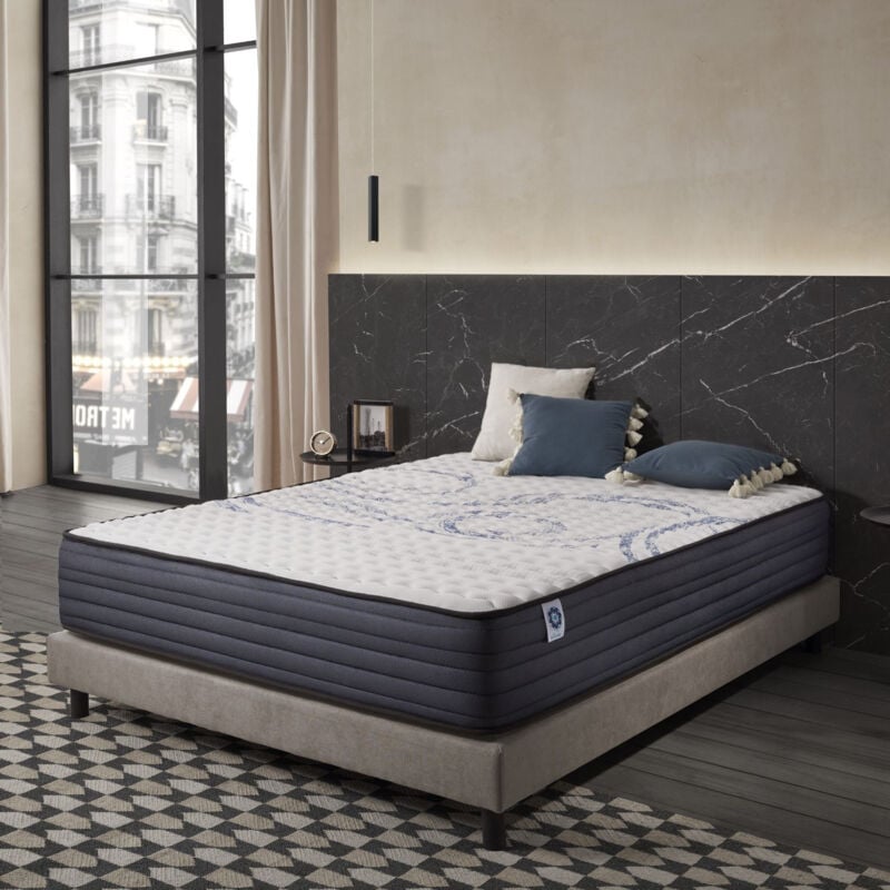 Matelas Dream Komfort 140x200 cm - Hybrid - Ressorts ensachés+Latex+Mousse Viscoélastique hr - Soutien ferme 7 zones - Épais 30 cm