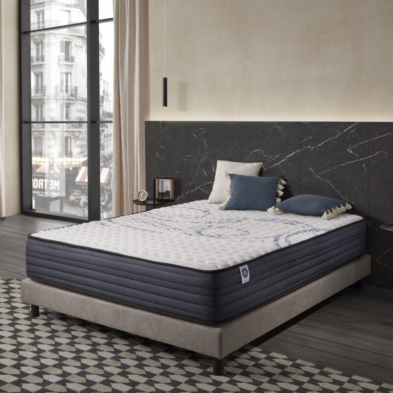 Naturalex - Matelas Perfect Sleep - 140x190 cm - Mousse mémoire de forme hr, Blue Latex, Hypoallergénique - Confort Ferme - 7 zones de confort - Face
