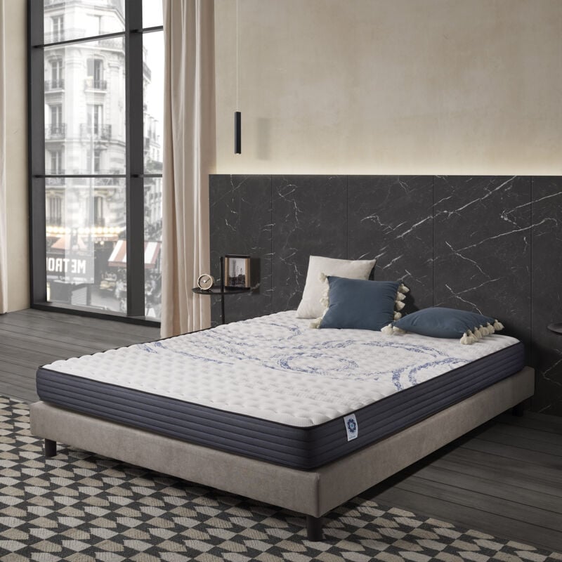 Naturalex - Matelas Perfect Sleep - 80x190 cm - Mousse mémoire de forme hr, Blue Latex, Hypoallergénique - Équilibré - 7 zones de confort - Face