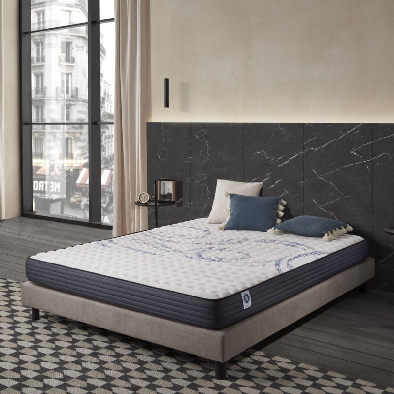 Naturalex - Matelas Dream Komfort 160x200 cm - Technologie Blue Latex et mousse hr à mémoire de forme - Réversible - 7 zones - Respirant